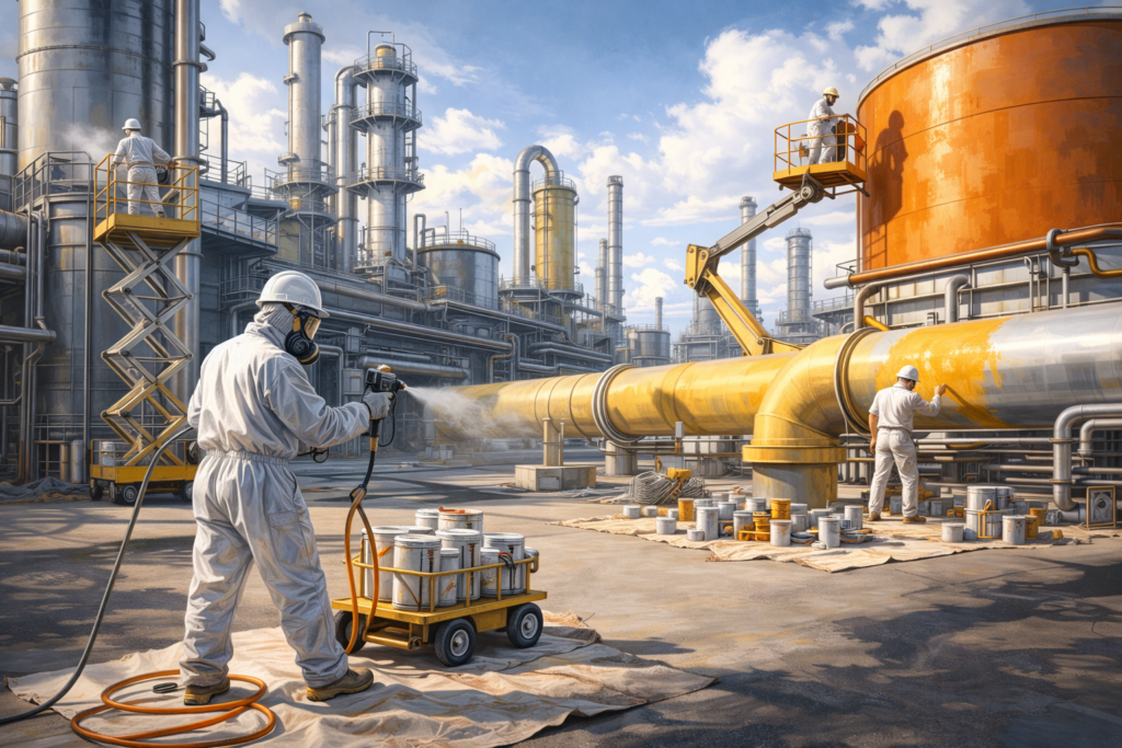 industrial painters at work on site